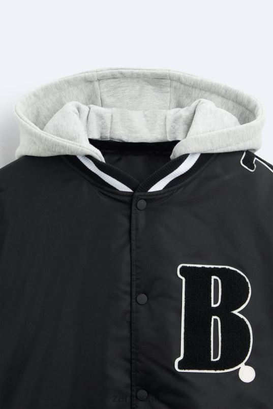 Zara kapuutsiga bomber jope mehed must Riietus 42F0H1133