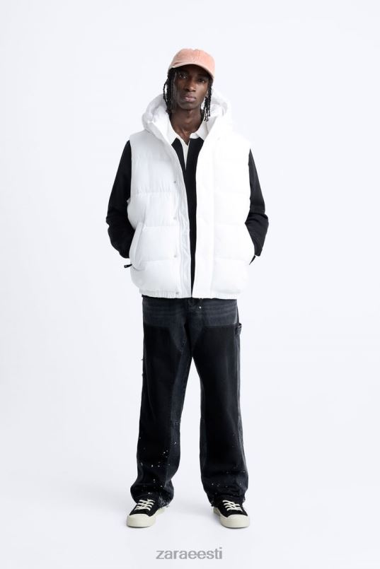 Zara kapuutsiga puhvvest mehed valge Riietus 42F0H1112