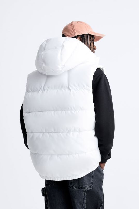 Zara kapuutsiga puhvvest mehed valge Riietus 42F0H1112