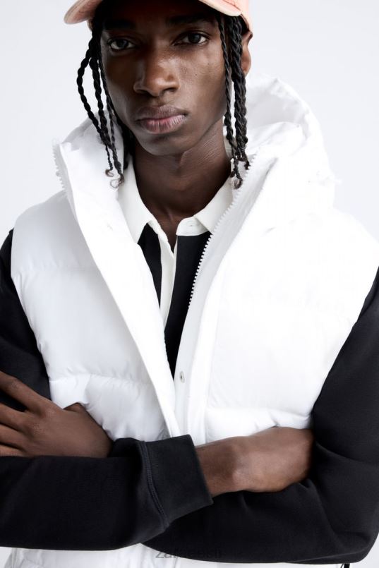 Zara kapuutsiga puhvvest mehed valge Riietus 42F0H1112