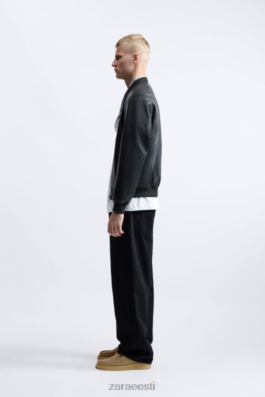 Zara kunstnahast bomber jope mehed must Riietus 42F0H1119