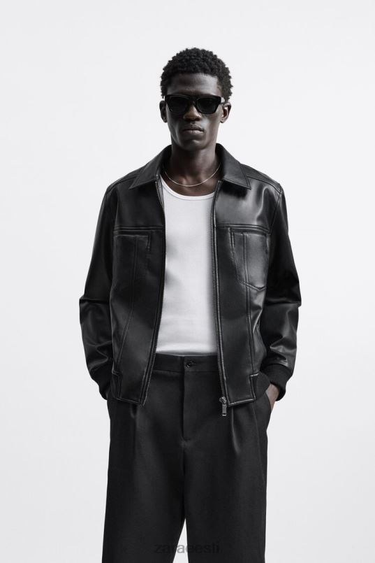 Zara kunstnahast jakk mehed must Riietus 42F0H1121