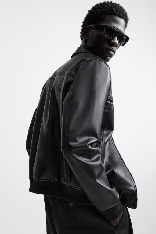 Zara kunstnahast jakk mehed must Riietus 42F0H1121