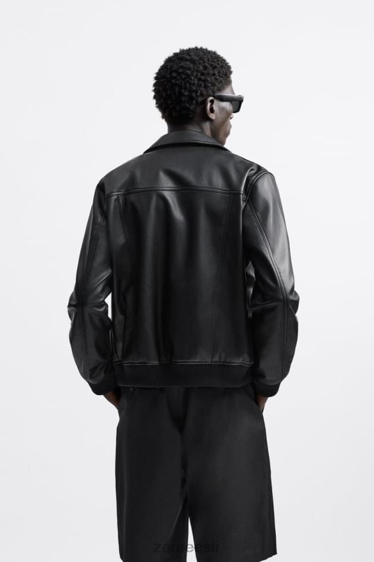 Zara kunstnahast jakk mehed must Riietus 42F0H1121