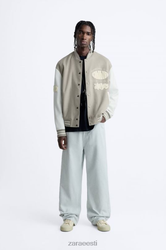 Zara patch bomber jope mehed austri valge Riietus 42F0H1132
