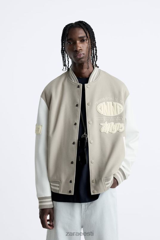 Zara patch bomber jope mehed austri valge Riietus 42F0H1132