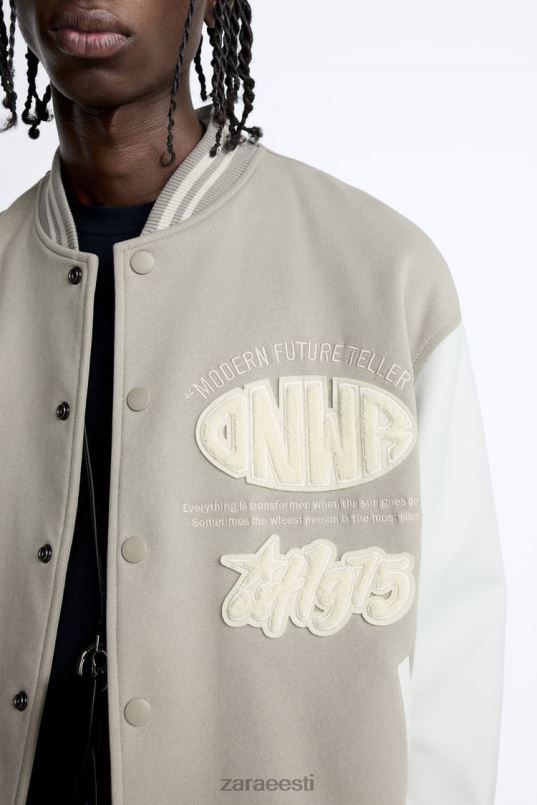 Zara patch bomber jope mehed austri valge Riietus 42F0H1132