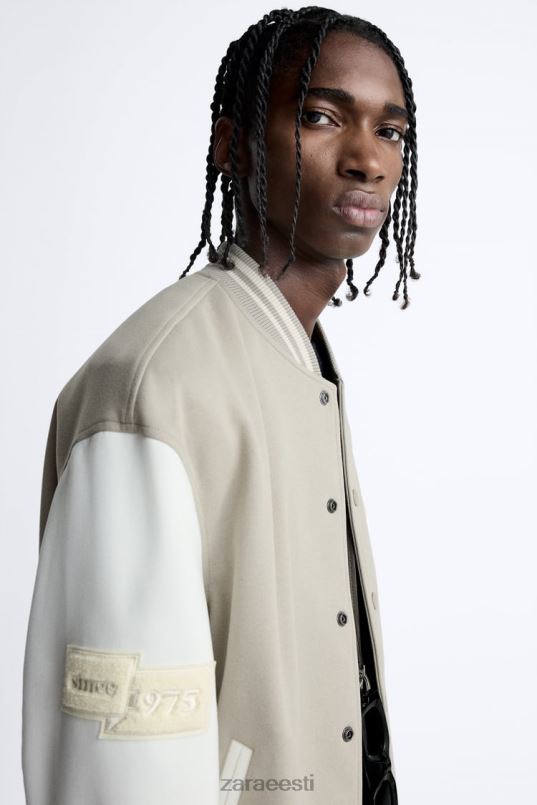 Zara patch bomber jope mehed austri valge Riietus 42F0H1132