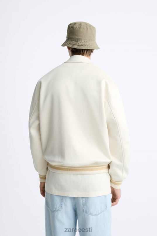 Zara tikitud kunstnahast jakk mehed austri valge Riietus 42F0H1128