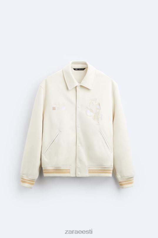 Zara tikitud kunstnahast jakk mehed austri valge Riietus 42F0H1128