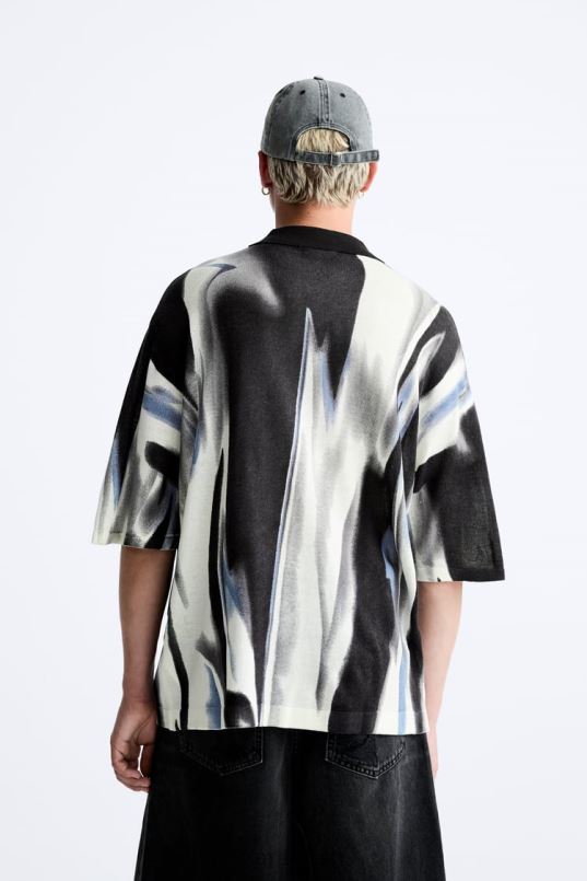 Zara abstraktne trükk kududa polo mehed hallikas Riietus 42F0H1228