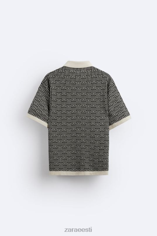 Zara geomeetrilise kootud žakaarvärvi polo kampsun mehed ekru Riietus 42F0H1225