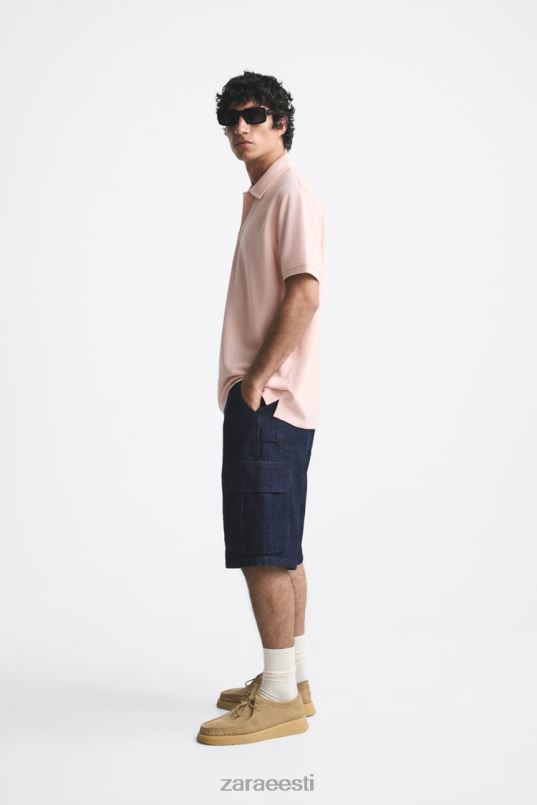 Zara tekstureeritud polo mehed pleekinud roosa Riietus 42F0H1229