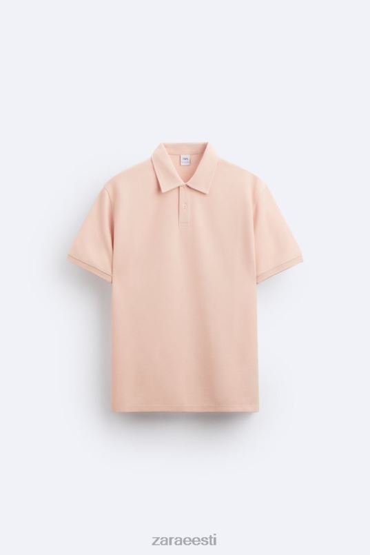 Zara tekstureeritud polo mehed pleekinud roosa Riietus 42F0H1229