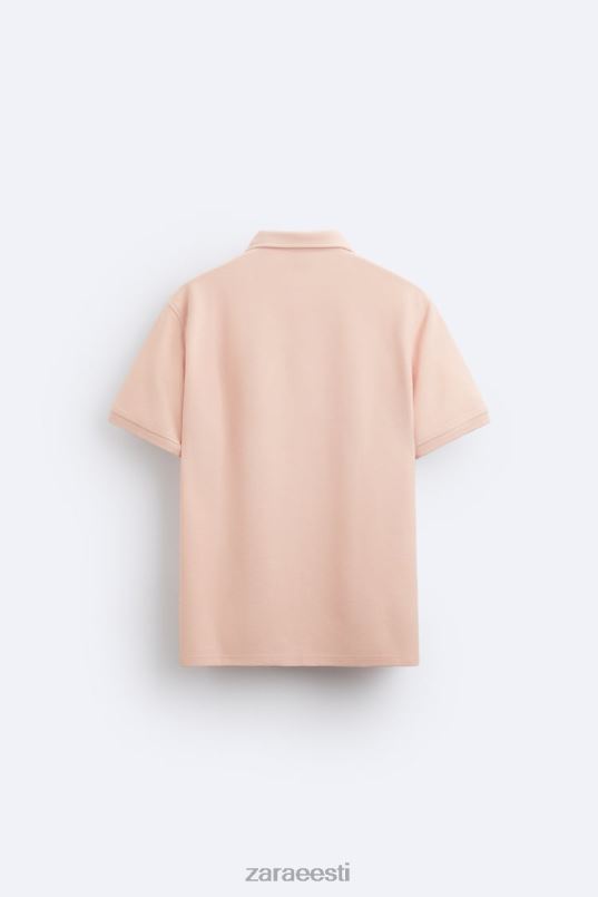 Zara tekstureeritud polo mehed pleekinud roosa Riietus 42F0H1229