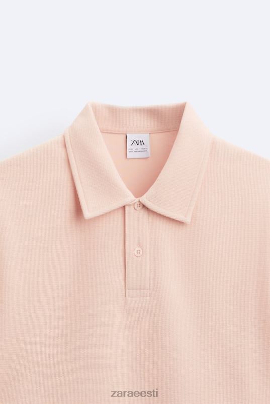 Zara tekstureeritud polo mehed pleekinud roosa Riietus 42F0H1229