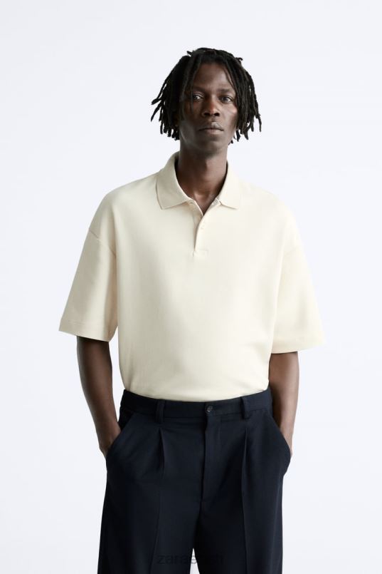 Zara tekstureeritud polo mehed taupe pruun Riietus 42F0H1220