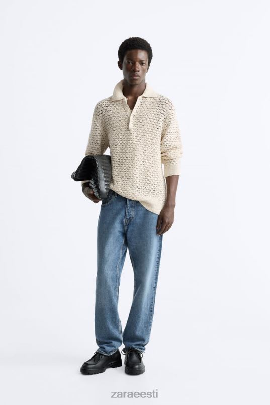 Zara tekstuuriga heegeldatud polo mehed ekru Riietus 42F0H1234