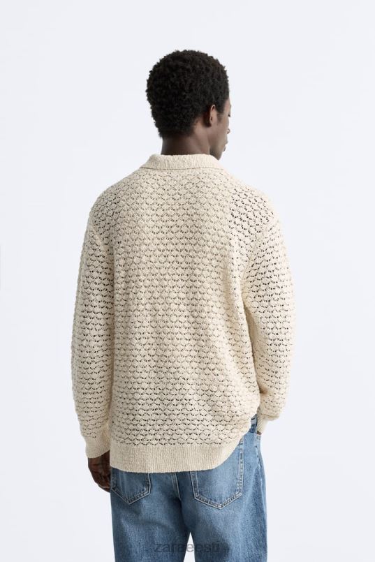 Zara tekstuuriga heegeldatud polo mehed ekru Riietus 42F0H1234