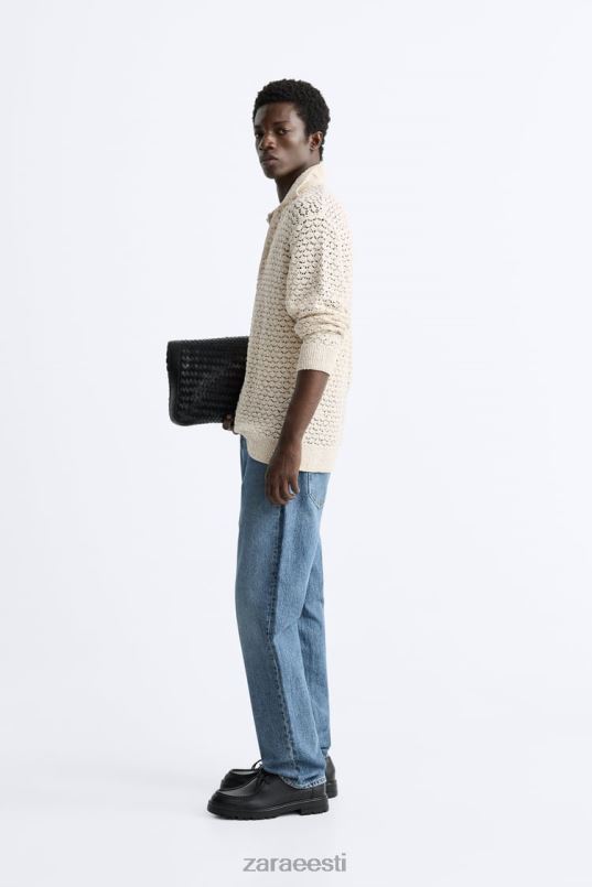 Zara tekstuuriga heegeldatud polo mehed ekru Riietus 42F0H1234