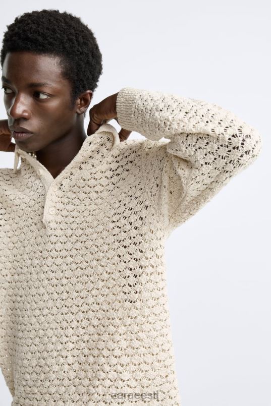 Zara tekstuuriga heegeldatud polo mehed ekru Riietus 42F0H1234