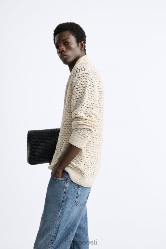 Zara tekstuuriga heegeldatud polo mehed ekru Riietus 42F0H1234