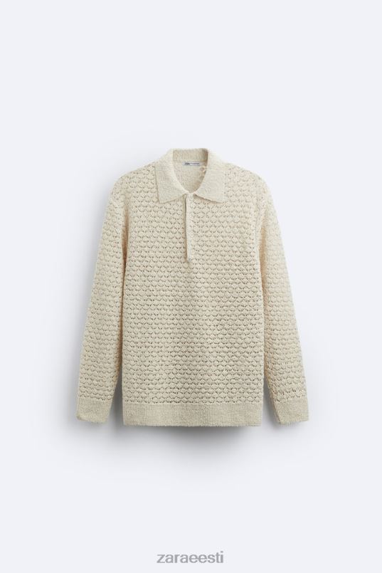 Zara tekstuuriga heegeldatud polo mehed ekru Riietus 42F0H1234
