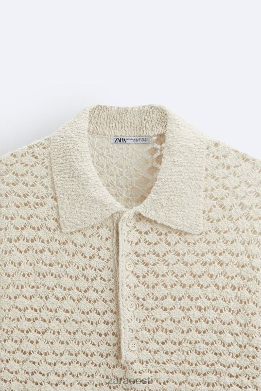 Zara tekstuuriga heegeldatud polo mehed ekru Riietus 42F0H1234