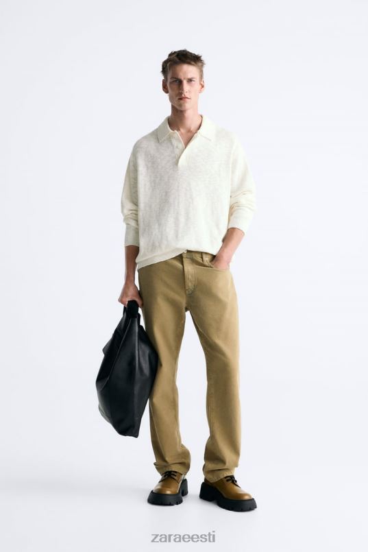 Zara tekstuuriga kootud polo mehed ekru Riietus 42F0H1230