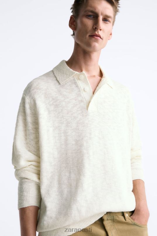 Zara tekstuuriga kootud polo mehed ekru Riietus 42F0H1230