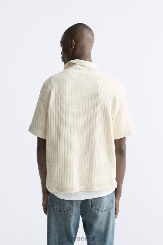 Zara vertikaalse tekstuuriga polo mehed ekru Riietus 42F0H1218