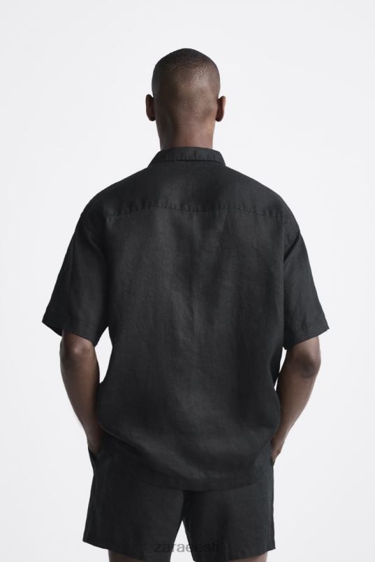 Zara 100% linane särk mehed must Riietus 42F0H1020