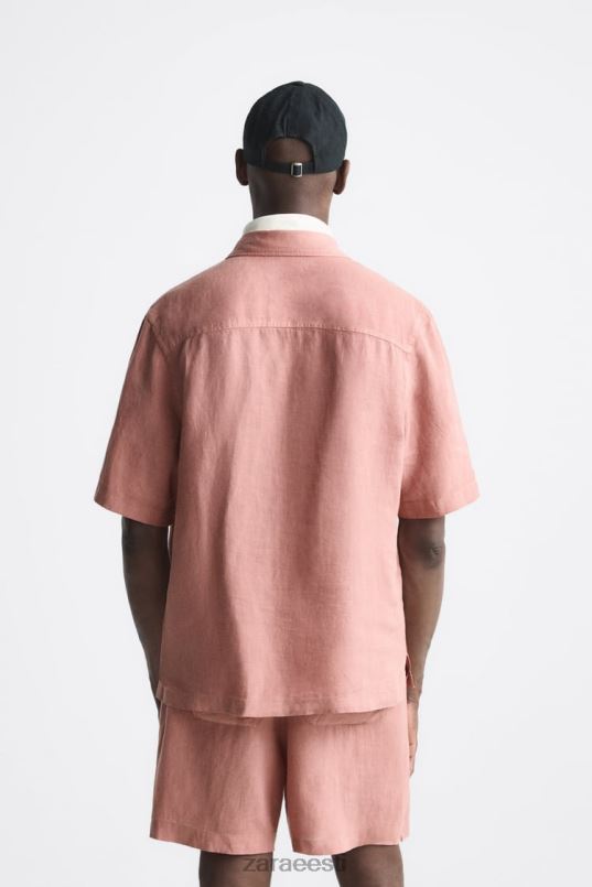 Zara 100% linane särk mehed roosa Riietus 42F0H1018