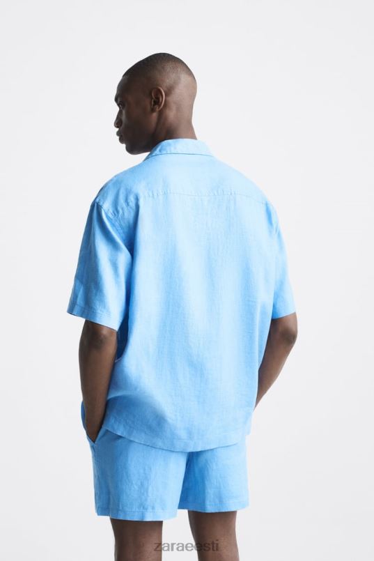 Zara 100% linane särk mehed sinakas Riietus 42F0H1019