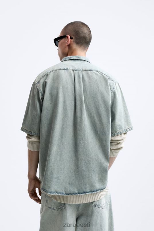 Zara Taskuga teksasärk mehed sinine Riietus 42F0H985