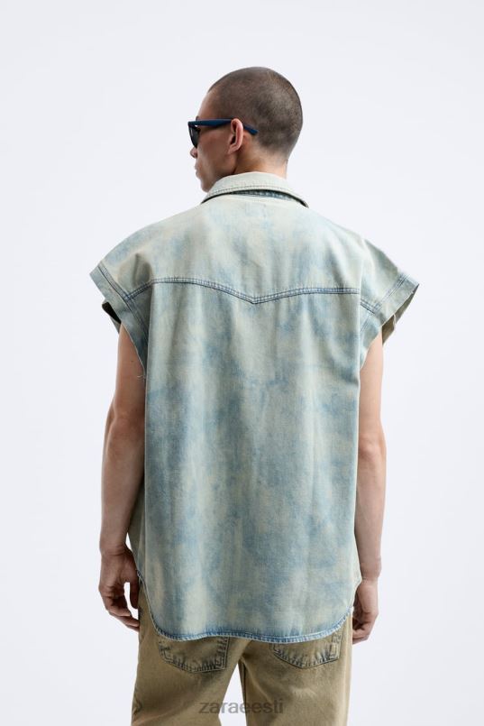 Zara abstraktse mustriga teksasärk mehed akvamariin Riietus 42F0H984