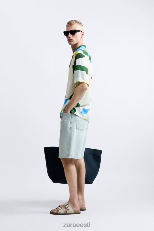 Zara abstraktse trükiga särk mehed sinine Riietus 42F0H1004