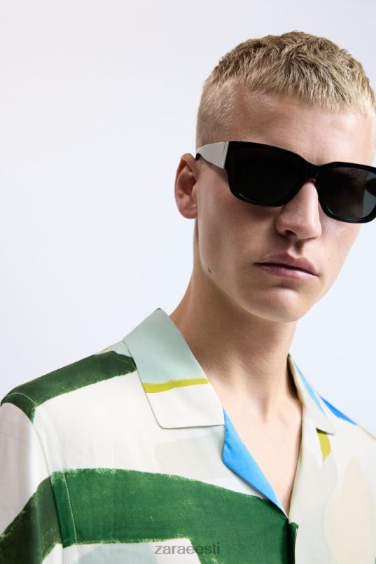 Zara abstraktse trükiga särk mehed sinine Riietus 42F0H1004