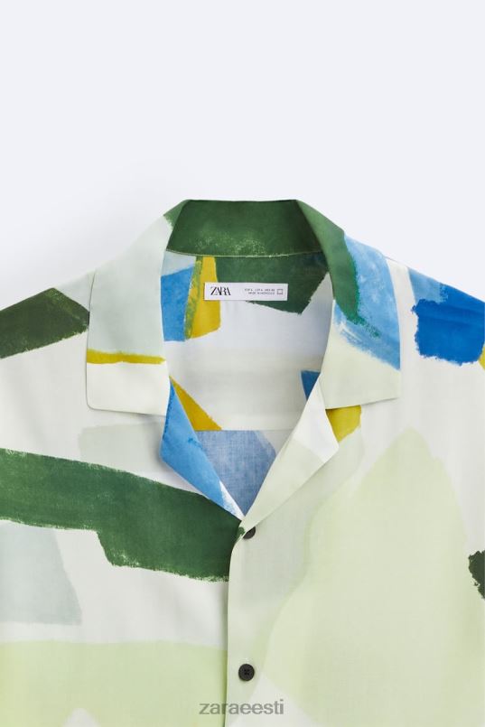 Zara abstraktse trükiga särk mehed sinine Riietus 42F0H1004