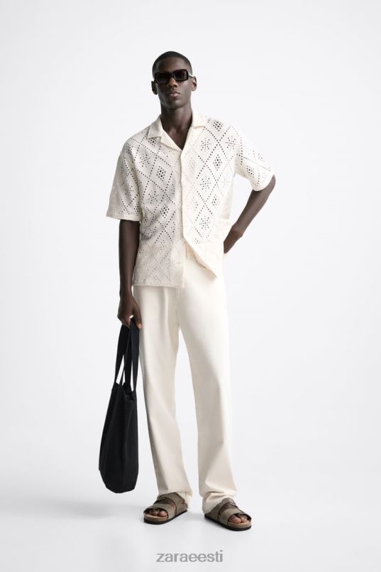 Zara heegeldatud tekstuuriga särk mehed austri valge Riietus 42F0H1012