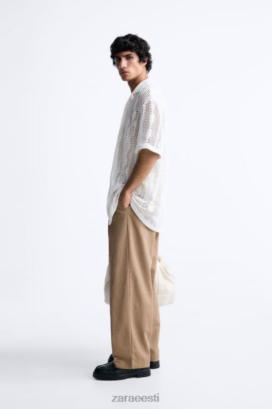 Zara heegeldatud tekstuuriga särk mehed ekru Riietus 42F0H1005