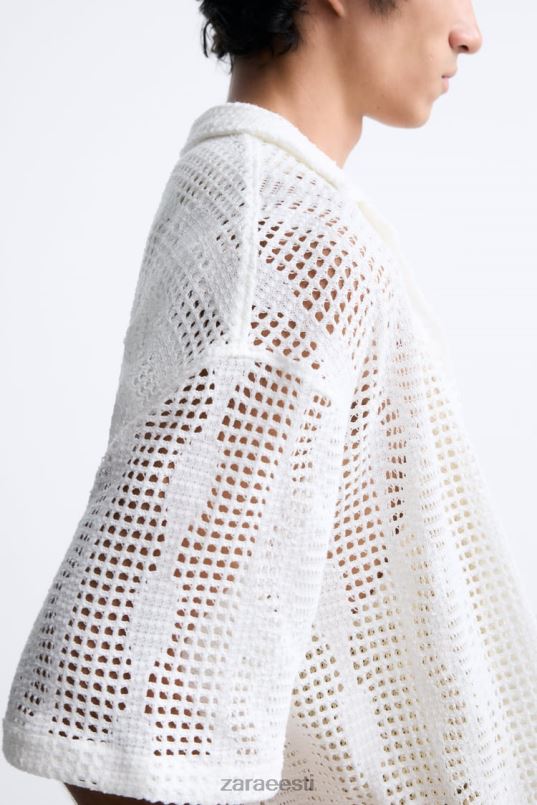 Zara heegeldatud tekstuuriga särk mehed ekru Riietus 42F0H1005