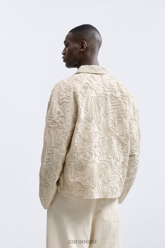 Zara kõrgendatud tikandiga ülesärk mehed beež Riietus 42F0H1176