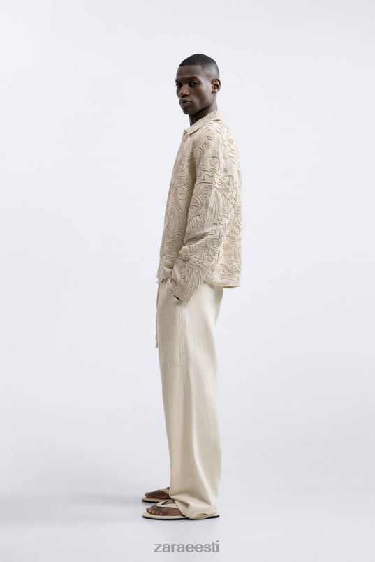 Zara kõrgendatud tikandiga ülesärk mehed beež Riietus 42F0H1176