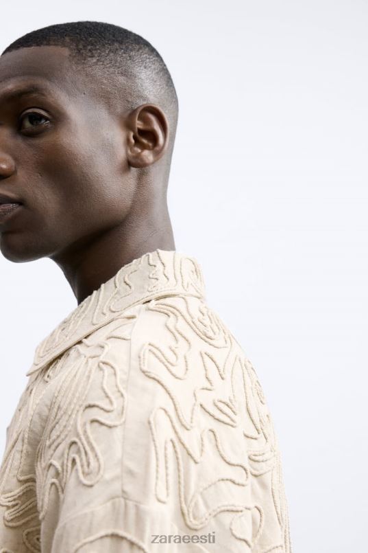 Zara kõrgendatud tikandiga ülesärk mehed beež Riietus 42F0H1176