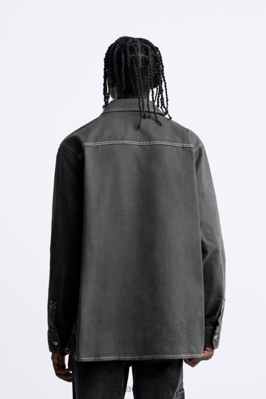 Zara kontrastse pealisõmblusega särk mehed tumehall Riietus 42F0H976