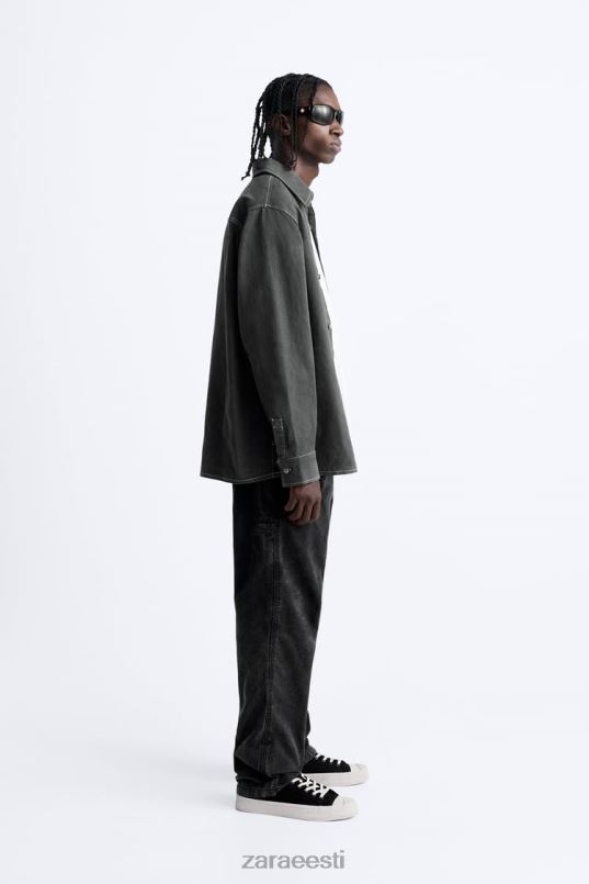 Zara kontrastse pealisõmblusega särk mehed tumehall Riietus 42F0H976