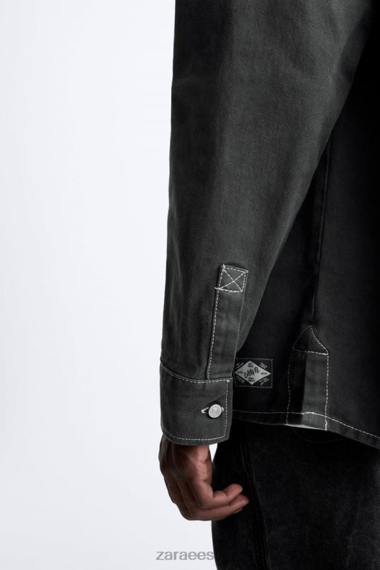 Zara kontrastse pealisõmblusega särk mehed tumehall Riietus 42F0H976