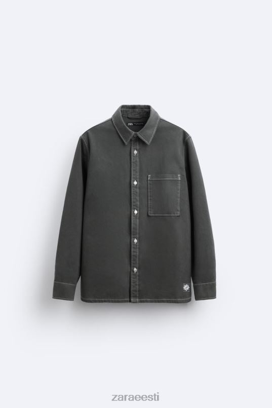 Zara kontrastse pealisõmblusega särk mehed tumehall Riietus 42F0H976