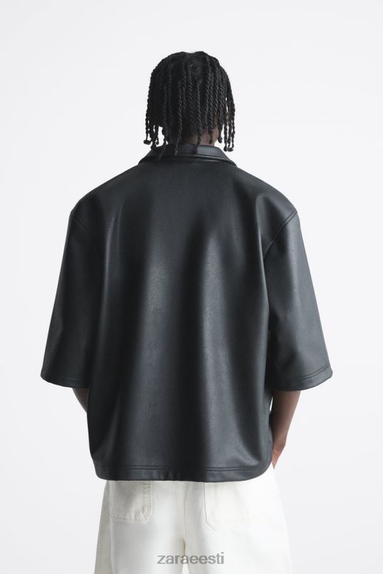 Zara kunstnahast kärbitud top mehed must Riietus 42F0H1017